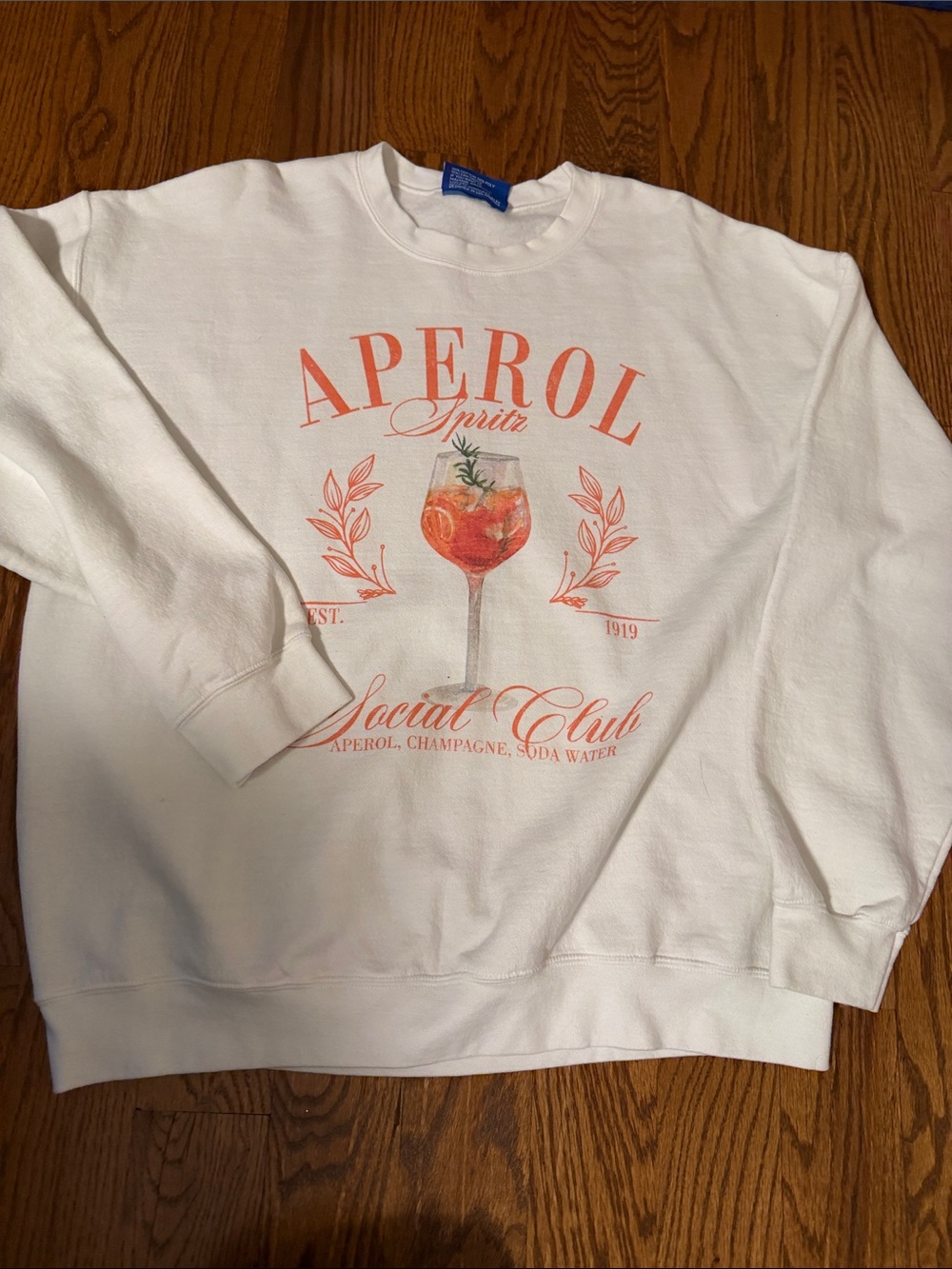Aperol Spritz White Graphic Crewneck Sweatshirt - size M/L